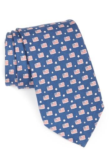 Men's Vineyard Vines Flag Print Tie, Size - Blue