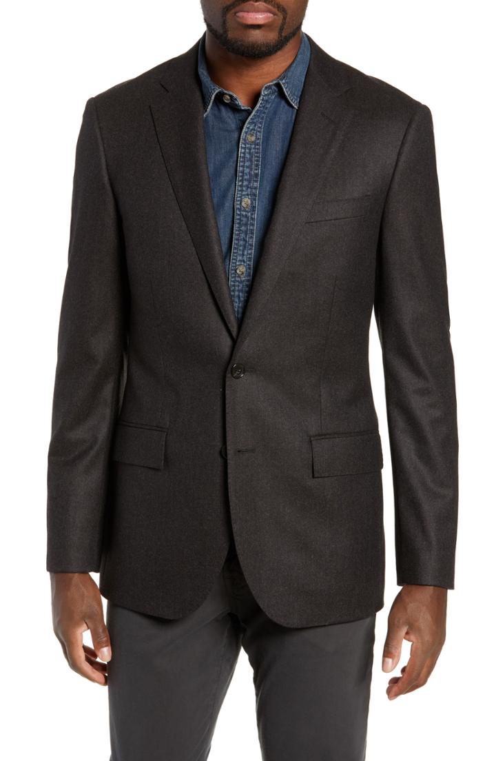 Men's J.crew Ludlow Regular Fit Wool Flannel Suit Jacket R - Brown
