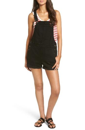 Women's Madewell Short Denim Overalls, Size - Black