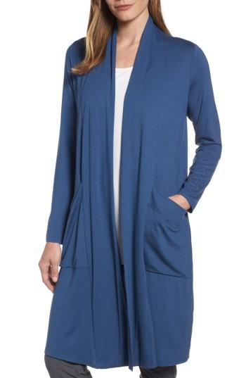 Women's Eileen Fisher Long Jersey Cardigan - Blue