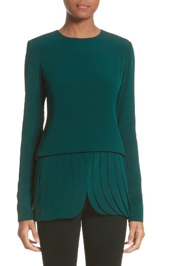 Women's Brandon Maxwell Petal Peplum Blouse - Green
