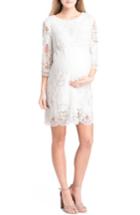 Women's Lilac Clothing Lace Maternity Dress - White