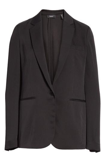 Women's Theory Grinson Silk Suit Jacket - Black