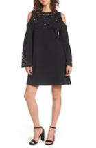 Women's Bp. Embellished Cold Shoulder Sweatshirt Dress, Size - Black