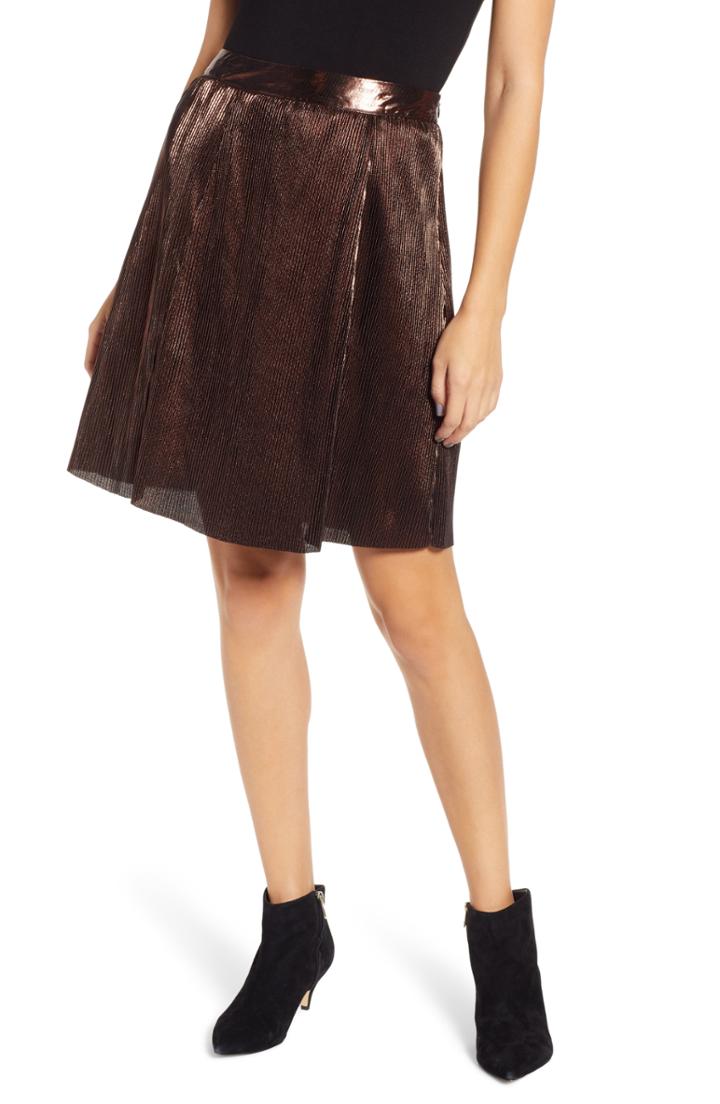 Women's Lira Clothing Joanne Metallic Pleated Skirt - Metallic