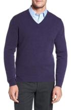 Men's David Donahue Cashmere V-neck Sweater, Size - Purple