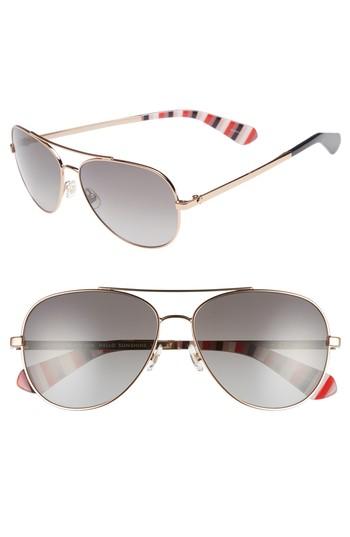 Women's Kate Spade New York Avaline 58mm Aviator Sunglasses - Red/ Gold