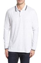 Men's Stone Rose Speckle Knit Long Sleeve Polo (m) - White
