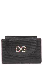 Women's Dolce & Gabbana Crystal Logo Embossed Leather Wallet -