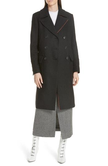 Women's Tibi Double Breasted Felted Wool Blend Midi Coat - Grey