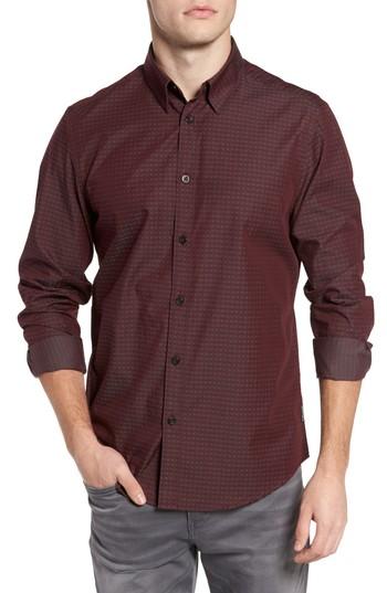 Men's Ben Sherman Dobby Checkerboard Woven Shirt - Purple