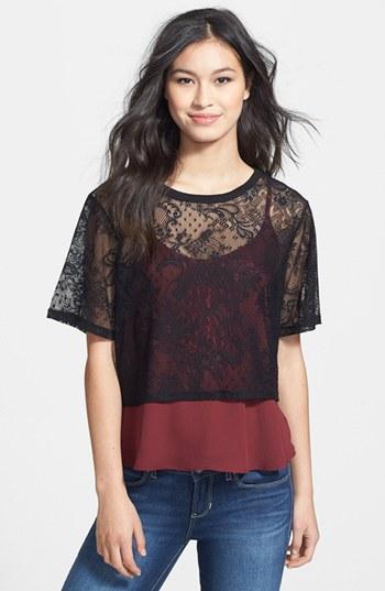 Frenchi Lace Crop Tee (juniors)