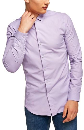Men's Topman Muscle Fit Textured Shirt - Pink