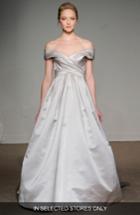 Women's Anna Maier Couture Elizabeth Off The Shoulder Silk Gown, Size - White