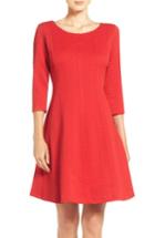 Women's Taylor Dresses Jacquard Knit Fit & Flare Dress - Red