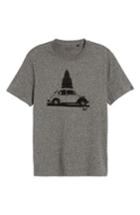 Men's Original Penguin Flocked Christmas Car T-shirt, Size - Grey