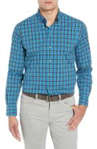 Men's Cutter & Buck Ronald Regular Fit Plaid Performance Sport Shirt, Size - Blue