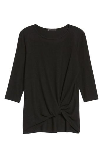 Petite Women's Gibson Twist Front Cozy Fleece Pullover P - Black