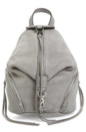 Rebecca Minkoff Mini Julian Nubuck Leather Convertible Backpack - Grey