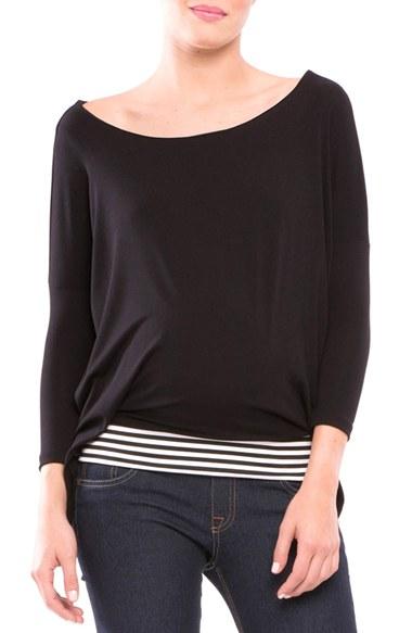 Women's Olian 'margarett' Drape Maternity Top - Black