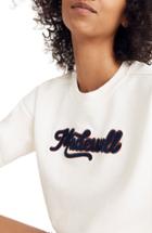 Women's Madewell Embroidered Varsity Sweatshirt, Size - Ivory