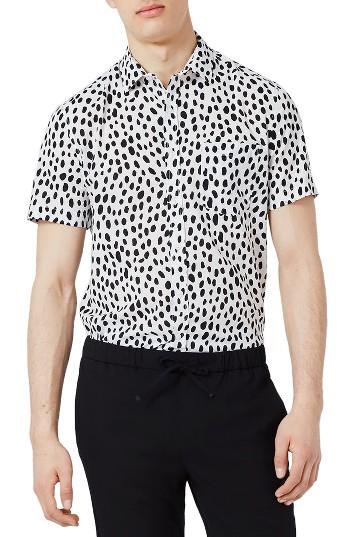 Men's Topman Dotty Print Shirt - White