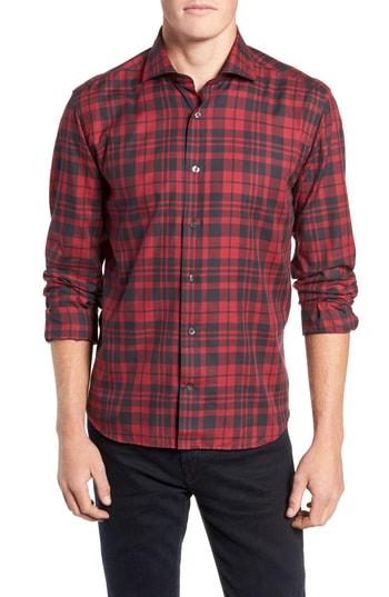 Men's Culturata Tailored Fit Plaid Sport Shirt - Red