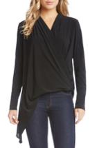 Women's Karen Kane Asymmetrical Faux Wrap Top - Black