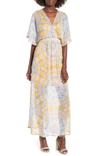Women's Love, Fire Chiffon Maxi Dress - Yellow