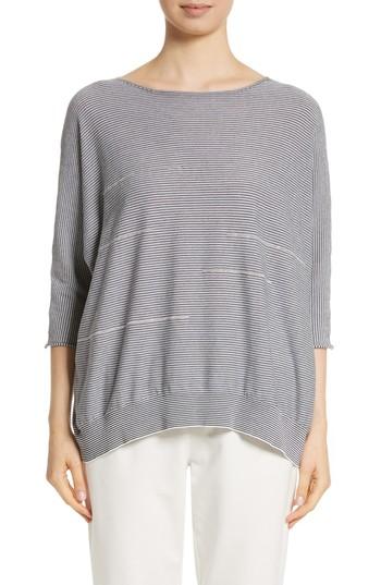 Women's Fabiana Filippi Embellished Stripe Knit Cotton Top Us / 38 It - Blue