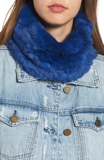 Women's Jocelyn Genuine Rabbit Stretch Cowl, Size - Blue