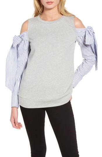 Women's Trouve Cold Shoulder Sweatshirt, Size - Grey