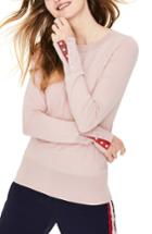 Women's Boden Tilda Button Cuff Detail Cotton Blend Sweater - Ivory