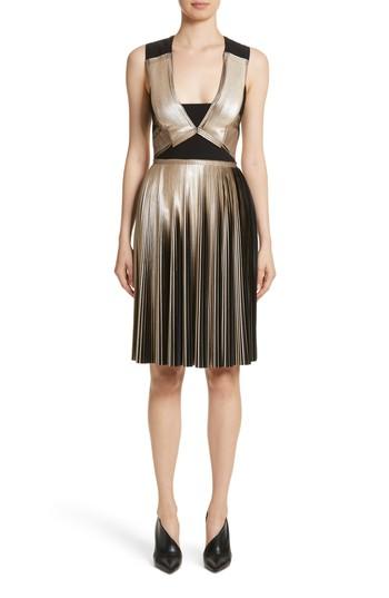 Women's Yigal Azrouel Pleated Foil Dress - Metallic