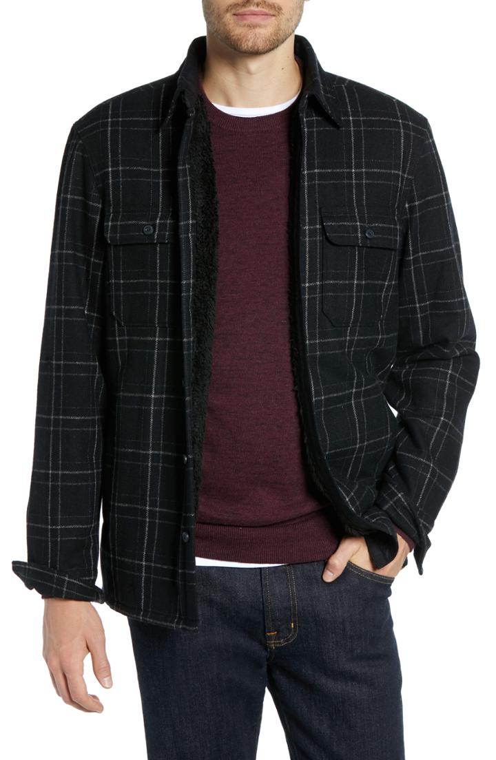 Men's 1901 Plaid Fleece Lined Shirt Jacket - Black