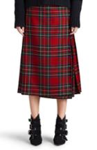 Women's Burberry Taybridge Pleated Plaid Wool Midi Skirt - Red