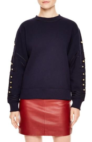 Women's Sandro Embellished Sweatshirt - Blue