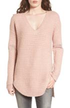 Women's Hinge Lace Inset V-neck Sweater, Size - Pink