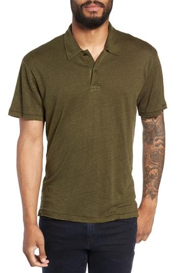 Men's Rag & Bone Owen Fit Linen Polo, Size Small - Green