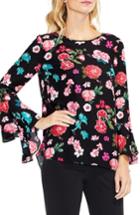 Women's Vince Camuto Floral Heirloom Bell Sleeve Top, Size - Black