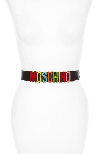 Women's Moschino Logo Leather Belt