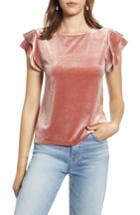 Women's Halogen Flutter Sleeve Velvet Top, Size - Pink