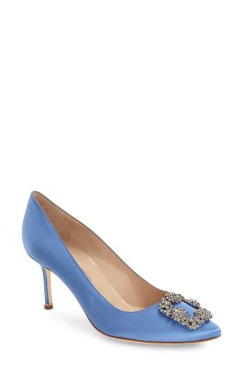 Women's Manolo Blahnik 'hangisi' Pointy Toe Pump .5us / 37.5eu - Blue