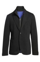 Men's Kroon Jones Aim Hybrid Classic Fit Knit Wool Blend Blazer L - Black