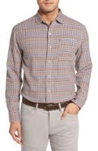 Men's Tommy Bahama Tan Tan Regular Fit Check Sport Shirt - Grey