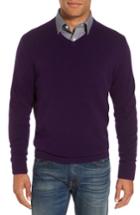 Men's Nordstrom Men's Shop Cashmere V-neck Sweater - Purple