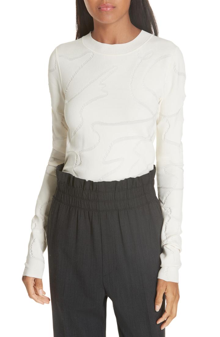 Women's Helmut Lang Stripe Rib Knit Merino Wool Sweater