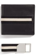 Men's Bally Leather Wallet And Belt Gift Set - Black