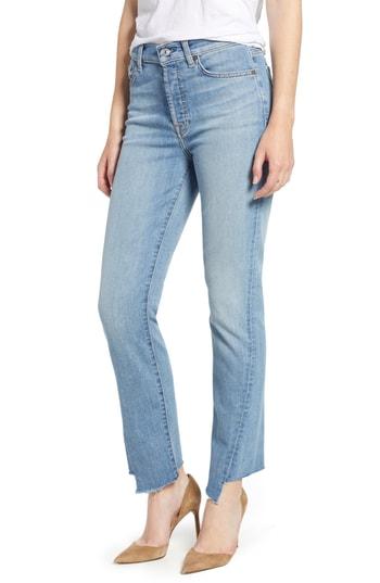 Women's 7 For All Mankind Edie Splice Hem High Waist Ankle Jeans - Blue