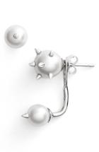 Women's Nektar De Stagni 'new Classics' Spike Cultured Pearl Mismatch Earrings With Earring Jacket